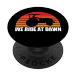 We Ride At Dawn Lawn Mower Farmer Dad Tractor Yard Work PopSockets Swappable PopGrip