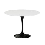 Knoll - Saarinen Round Table - Matbord Ø 107 cm Svart underrede skiva i Vit laminat - Matbord