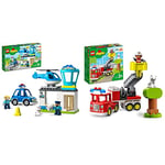 LEGO 10959 DUPLO Rescue Police Station Push & Go Car Toy with Lights and Siren plus Helicopter, Early Learning Toys for Toddlers & 10969 DUPLO Town Fire Engine Toy