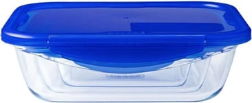 Pyrex Cook & Go Rectangular Container With Lid For Storing Food 1.7L - Blue