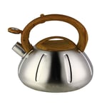 Stovetop Whistling Kettle, 304 Stainless Steel, Pumpkin Design, High Capacity Fast Heating, Composite Ring Bottom, Universal for All Hob/Stove, Gas, Induction Kitchen Gift (2L)