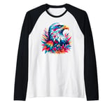 Cool Bald Eagle Spirit Animal Illustration Tie Dye Art Raglan Baseball Tee
