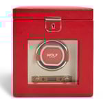 WOLF1834 Palermo Watch Winder med Smyckesförvaring Rödfärgad