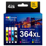 GPC Image 364 XL Cartouches d'encre Remplacement pour HP 364 XL Compatible pour HP 5520 Photosmart 6520 5510 5522 B8550 C5388 7520 7510 Officejet 4620 Deskjet 3520 3070A (4-Pack)