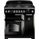 Rangemaster Classic CLA90NGFBL/C 90cm Gas Range Cooker with Electric Fan Oven - Black / Chrome - A+/A Rated