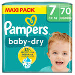Couches Bébé Baby Dry 15+ Kg Taille 7 Pampers - Le Pack De 70 Couches