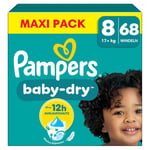 Pampers Baby-Dry blöjor, storlek 8 Extra Large 17+kg, maxiförpackning (1 x 68 blöjor)