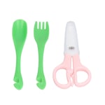 01)Baby Scissors Fork Spoon Set Ceramics Safe Wear Resisting Anti Rust Baby Cut