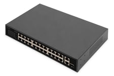 Digitus 24 Port Fast Ethernet PoE Switch , 2 Gigabit Uplinks (RJ45 / S