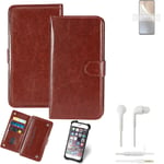 CASE FOR Motorola Moto G32 BROWN + EARPHONES FAUX LEATHER PROTECTION WALLET BOOK