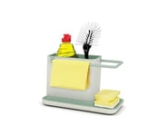 Joseph Joseph Caddy Kitchen Sink Area Organiser with Sponge Holder and Cloth Hanger - Stone/Sage