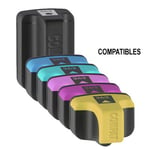 MoreInks - 6 Haute Capacité Cartouches d'encre Compatibles cyan / cyan clair / jaune / magenta / magenta clair / noir pour imprimante HP Photosmart C6180