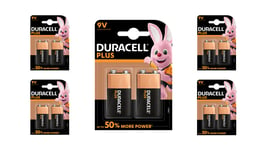 10 x Duracell 9V Plus Power Alkaline Batteries Duralock 6LR61 MN1604 Long Expiry