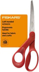 Fiskars All-Purpose Left-Handed Scissors - Ergonomically Contoured - 8" Stainless Steel - Paper and Fabric Scissors for Office, Arts, Crafts, and Stocking Stuffers - Red