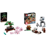 LEGO 10281 Icons Bonsai Tree Set for Adults, Plants Home Décor Set with Flowers, DIY Projects & Star Wars AT-ST 75332 Building Kit; Fun Starter Set for Kids Aged 4 and Over