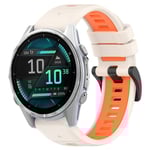 Garmin Fenix 8 AMOLED 43mm Tvåfärgat klockarmband i silikon - Vit/Orange