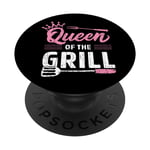 Queen Of The Grill Funny BBQ Barbeque Grilled Meat Graphic PopSockets Swappable PopGrip