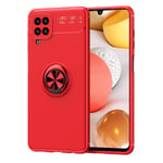 PIXFAB For Samsung Galaxy A12 Case, Anti-Scratch Shockproof Slim Gel Rubber [Protective] Phone Case Cover, Magnetic Ring [Kickstand] With [360 Rotation] Case For Samsung Galaxy A12 SM-A125F - Red