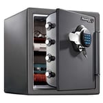 MASTER LOCK Certified Fireproof and Waterproof Safe, 33L, 453 x 415 x 491 mm, Digital Combination plus override Key with Backlit Keypad, for home and professionals
