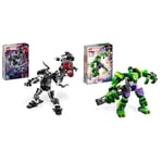 LEGO Marvel Venom Mech Armour vs. Miles Morales, Posable Spider-Man Toy & Marvel Hulk Mech Armour, Avengers Action Figure Set, Collectable Super Hero Buildable Toys, Easter Gifts