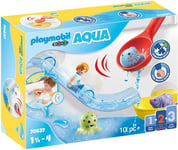 Playmobil 1.2.3 AQUA 70637 Water Slide with Sea Animals, Bath Toy for Toddlers,