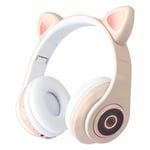 Casque sans fil Bluetooth chat oreille lueur lumiere stéréo basse casques enfants Gamer fille cadeaux PC téléphone casque de jeu pour IPad-kaki