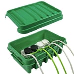 DRiBOX boîte de connexion électrique extérieure étanche IP55 - Boîtier pour cordon d'alimentation pour lumières de Noël, minuteries, rallonges, câbles, bobines (Vert, Moyen)
