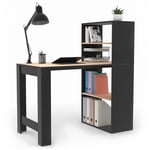 Idmarket - Bureau bibliothèque ben avec étagères noir et façon hêtre - Noir