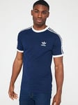 adidas Originals Men's 3-Stripes T-Shirt - Navy, Navy, Size M, Men