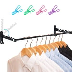 LIVEHITOP Wall Mounted Clothes Dryer, Foldable Laundry Rack Accessories Hanger Hook Rod for Bathroom Bedroom Hotel (Black, 2)