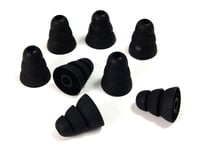 Xcessor Triple Flange Conical Replacement Silicone Earbuds 4 Pairs (Set of 8 Pieces). Compatible With Most in Ear Headphone Brands (L, Black)
