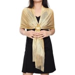 Kvinnors bröllop guld halsduk sjal stal bröllop wrap scarf för Eva