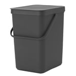 Brabantia Sort & Go Kitchen Waste/Recycling Bin – 25 Litre – Dark Grey