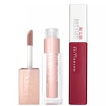 Maybelline Lifter Gloss and Superstay Matte Ink Lipstick Bundle (Various Shades) - 50 Voyager