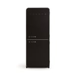CREATE / RETRO FRIDGE COMBI 185 BLACK/Réfrigérateur combiné noir avec poignée noire et congélateur 401L / 190W, système No Frost, 3 étagères, 2 tiroirs, 70x65x185 cm