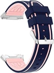 Simpleas Watch Strap compatible with Fitbit Ionic, Soft Silicone Narrow Slim Sport Replacement Wristband for Smart Watch (Midnight Blue Pink)