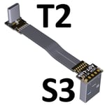 100cm S3-T2 Câble USB 3.0 plat et Flexible 3A de Type C à 90 degrés, charge rapide, transfert de données Nipseyteko