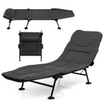 Hopfällbar campingsäng med avtagbar madrass 194 x 66 x 29 cm grå
