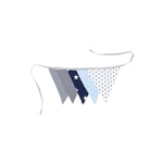 Ullenboom Pennant-kjede & stoff krans 190 cm (5 vimpler) blå lys blå grå
