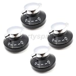  Knobs For Stoves Newhome Gas Control Oven Cooker Hob Black Chrome FOUR PACK 