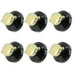 Stoves Genuine Gas Oven / Cooker / Hob Flame Control Knob (Black & Gold, Pack of 6)