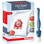 Genuine Miele FJM HyClean 3D Bags (Pack of 4) + Cleaning Brush for C2 C3 Complete Powerline Vacuum Cleaner