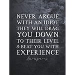 Artery8 Slate Inspiring Quote Never Argue with an Idiot Attributed to Mark Twain Large Wall Art Poster Print Thick Paper 18X24 Inch
