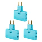 Ornansite Convertisseur de prise rotatif adaptateur EU sans Fil Rallonge de Prise Murale Plate Rotation de 180 Degrés 1 à 3 Adaptateur de Prise EU 110-250V Bleu