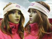 New NIKE Ladies Knitted Ski Snowboarding Headband Pink / Cream