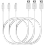 Lot 3 Cables USB Chargeur Blanc pour Samsung Galaxy J1-J3-J5-J7-2015-2016-2017-J6-J6PLUS - Cable Micro USB 1 Metre Phonillico®