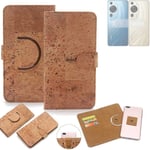360° wallet case cork cover for Huawei P60 Pro case bag
