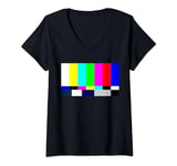 Womens No Signal Television Screen Color Bars Test Pattern V-Neck T-Shirt