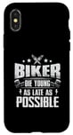 Coque pour iPhone X/XS Matrice de découpe Biker Young Late Vintage Motorcycle Club Amateur