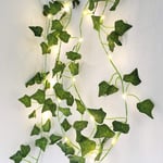 Artificial Leaves Garland Lights LED Hanging Vine Leaf Light String Lights with Fake Green Leaves for Indoor Party Wedding Wall Decoration 2m/6.6ft (2 pcs)
